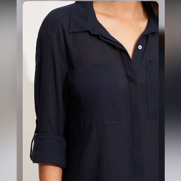 Seafolly Crinkle Twill Beach Shirt - Indigo Size Extra Small - Picture 4 of 7